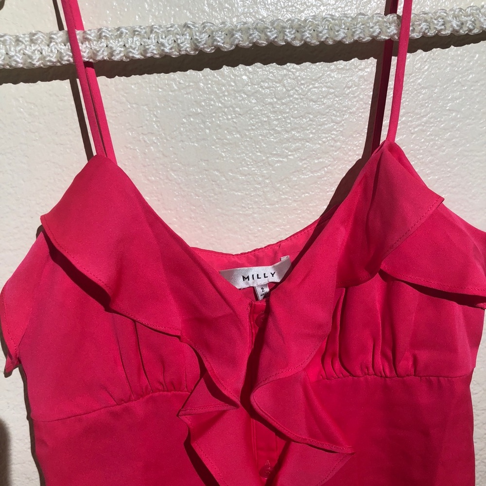 Milly Pink Ruffle Tank Top - Picture 3 of 6